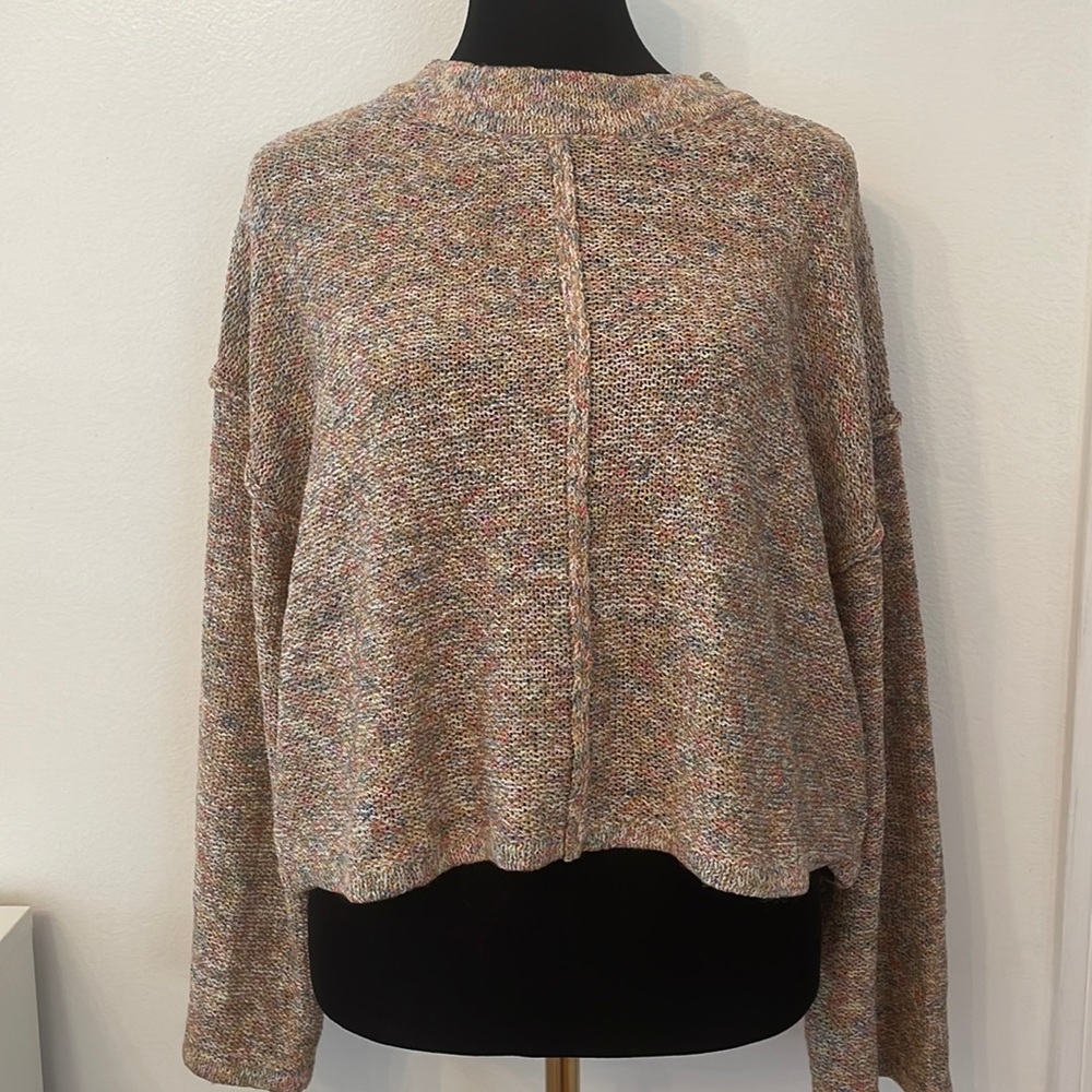 Billabong cute sweater. Multi-color. Bell sleeves & detail around shoulder. Sz-M